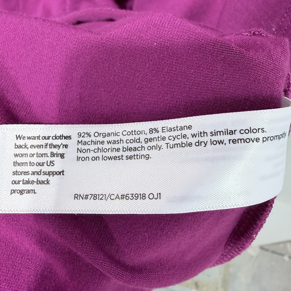 EILEEN FISHER Organic-Cotton Round-Neck T-Shirt Dress Purple Pockets Petite S - Picture 4 of 6